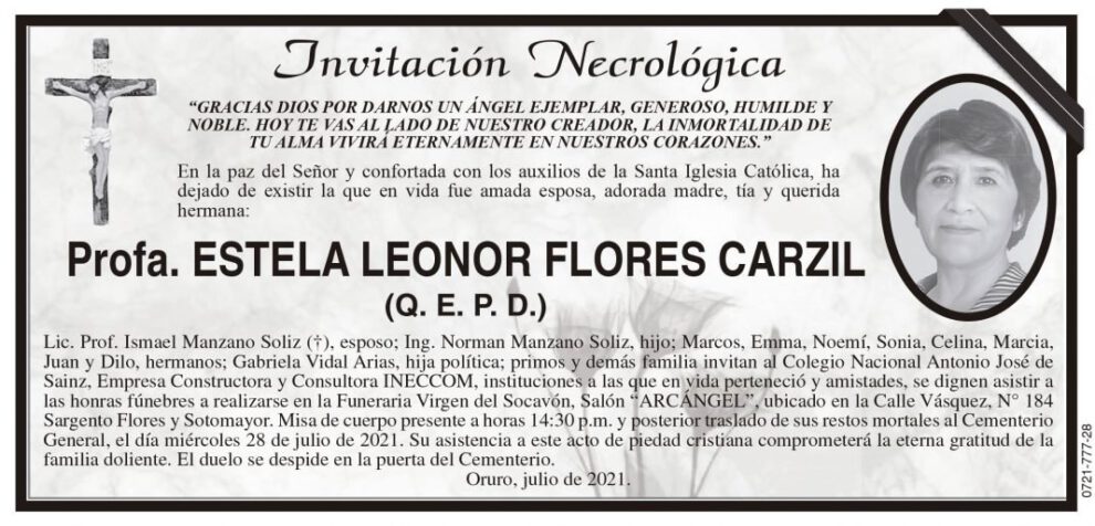 Profa. Estela Leonor Flores Carzil Q. E. P. D.