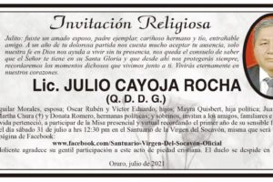 Invitación Religiosa Lic. Julio Cayoja Rocha
