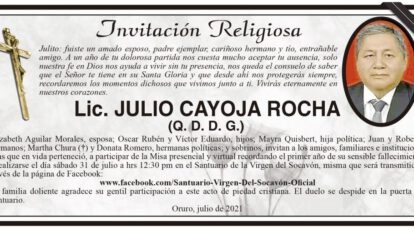 Invitación Religiosa Lic. Julio Cayoja Rocha