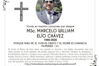 MSc. Marcelo William Elío Chávez 1966-2020