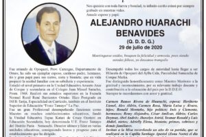 Obituario de Alejandro Huarachi Benavides