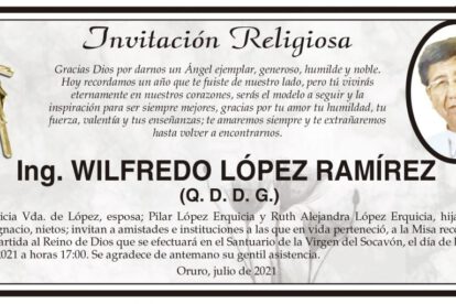 Ing. Wilfredo López Ramírez, un Ángel ejemplar recordado en su misa