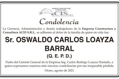 Condolencia por el fallecimiento de Oswaldo Carlos Loayza Barral