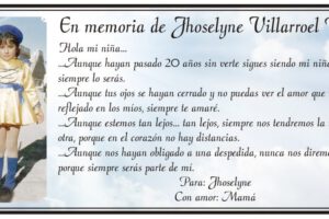 Obituario en memoria de Jhoselyne Villarroel Bellot