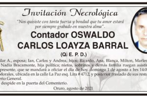 Invitación Necrológica Contador Oswaldo Carlos Loayza Barral