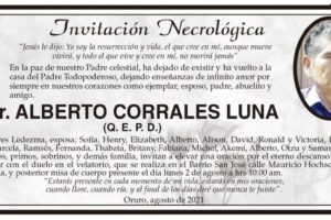 Invitación Necrológica: Sr. Alberto Corrales Luna