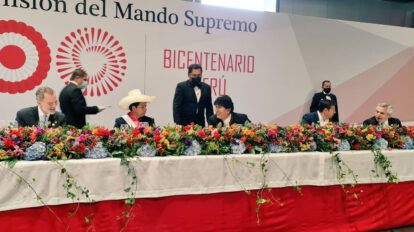 Evo Morales en la investidura de Pedro Castillo