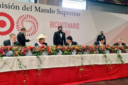 Evo Morales en la investidura de Pedro Castillo