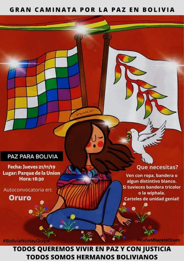 Convocatoria para la marcha por la paz en Bolivia