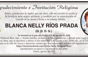Agradecimiento e Invitación Religiosa por Blanca Nelly Ríos Prada