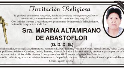 Invitación Religiosa para Marina Altamirano de Abastoflor