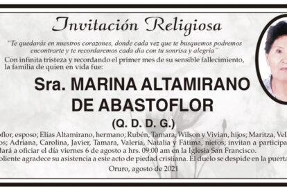 Invitación Religiosa para Marina Altamirano de Abastoflor