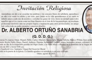 Invitación religiosa en memoria del Dr. Alberto Ortuño Sanabria