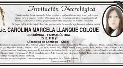 Lic. Carolina Marcela Llanque Colque obituario