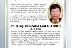 Agradecimiento e Invitación Religiosa por Gonzaga Ayala Flores