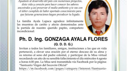 Agradecimiento e Invitación Religiosa por Gonzaga Ayala Flores