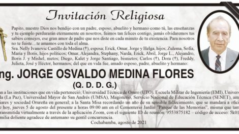 Ing. Jorge Osvaldo Medina Flores, invitación a la Santa Misa