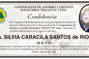 Condolencia por el fallecimiento de Silvia Caracila Santos