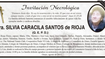 Invitación Necrológica Sra. SILVIA CARACILA SANTOS de RIOJA