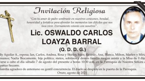 Lic. Oswaldo Carlos Loayza Barral obituario