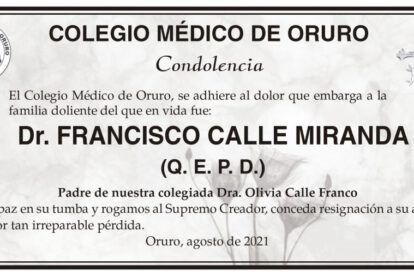 Condolencia por el Dr. Francisco Calle Miranda