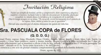 Invitación Religiosa para Pascuala Copa de Flores