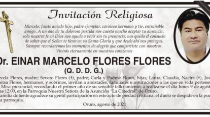 Invitación Religiosa para Dr. Einar Marcelo Flores Flores
