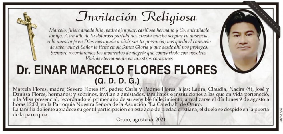 Invitación Religiosa para Dr. Einar Marcelo Flores Flores