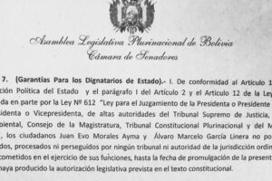 Ley de inmunidad para exautoridades propuesta por el MAS