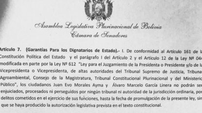 Ley de inmunidad para exautoridades propuesta por el MAS