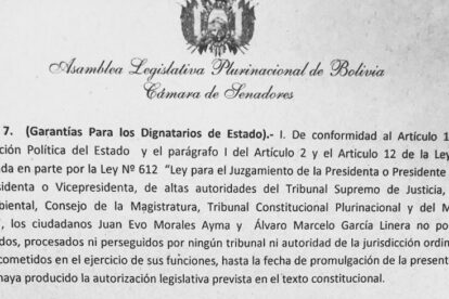 Ley de inmunidad para exautoridades propuesta por el MAS
