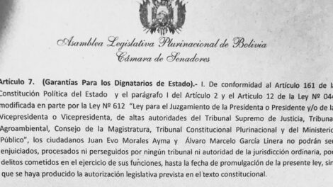 Ley de inmunidad para exautoridades propuesta por el MAS