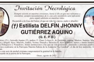 Invitación Necrológica Delfín Jhonny Gutiérrez Aquino