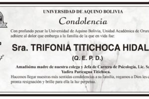 Condolencia por el fallecimiento de Trifonia Titichoca Hidalgo