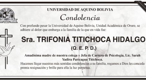 Condolencia por el fallecimiento de Trifonia Titichoca Hidalgo