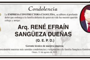 Condolencia por el fallecimiento de René Efraín Sangüeza Dueñas