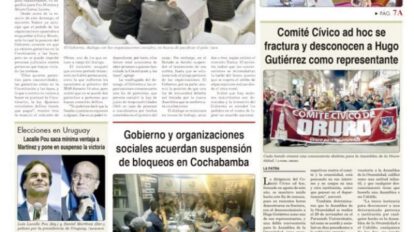 Portadas impresas del periódico La Patria