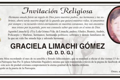 Obituario de Graciela Limachi Gómez
