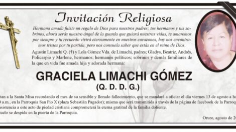 Obituario de Graciela Limachi Gómez