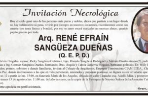 Invitación Necrológica de René Efraín Sangüeza Dueñas
