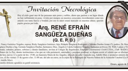 Invitación Necrológica de René Efraín Sangüeza Dueñas