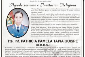 Agradecimiento e Invitación Religiosa por Tte. Inf. Patricia Pamela Tapia Quispe