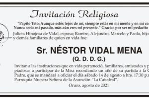 Invitación Religiosa para Néstor Vidal Mena