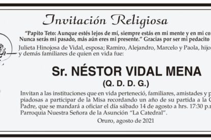 Invitación Religiosa para Néstor Vidal Mena