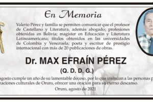 Obituario del Dr. Max Efraín Pérez