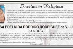 Invitación Religiosa: Teresa Edelmina Rodrigo Rodríguez