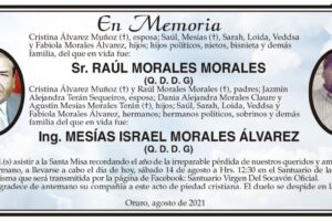 Obituarios de Raúl Morales Morales e Ing. Mesías Israel Morales Álvarez
