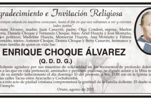 Agradecimiento e Invitación Religiosa por Enrique Choque Álvarez