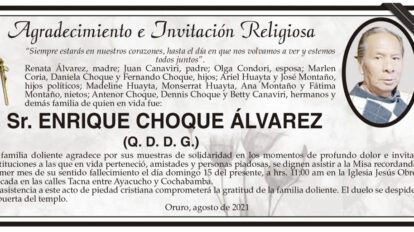 Agradecimiento e Invitación Religiosa por Enrique Choque Álvarez