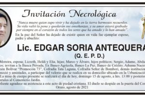 Lic. Edgar Soria Antequera, invitación necrológica